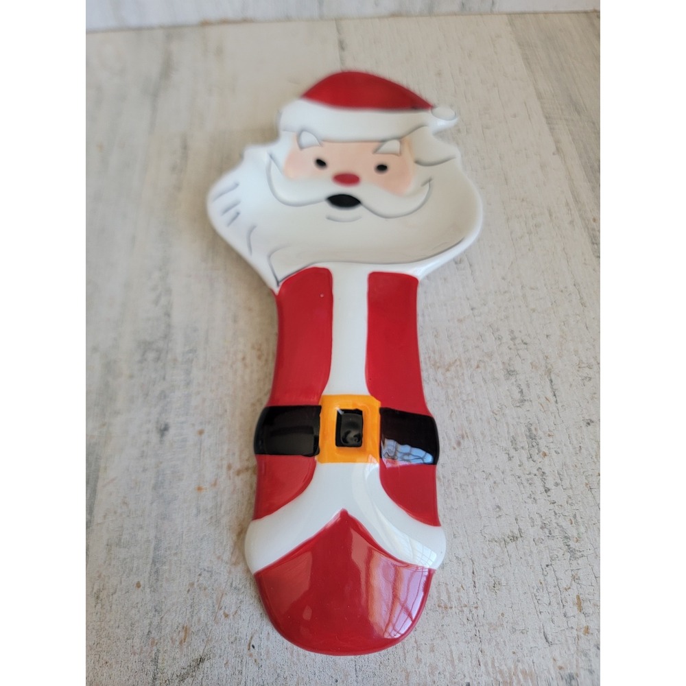 Bistro sleigh bell ceramic spoon rest Xmas kitchen accessory home decor